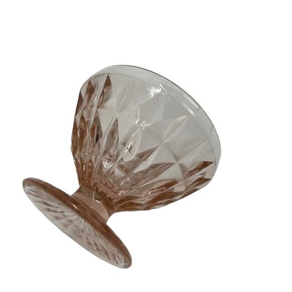 Vintage Jeanette Sherbet Bowl Windsor Diamond Pink Depression Glass - Picture 4 of 4